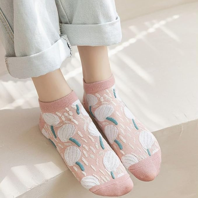 Blushing Blooms Ankle Socks (Pack of 5) Lazzy Socks India