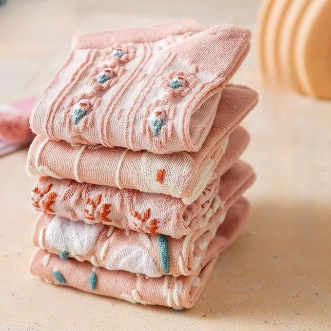 Blushing Blooms Ankle Socks (Pack of 5) Lazzy Socks India