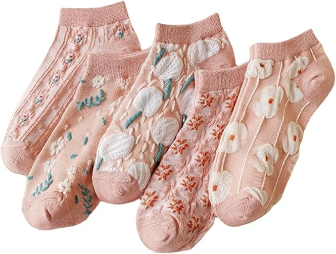 Blushing Blooms Ankle Socks (Pack of 5) Lazzy Socks India
