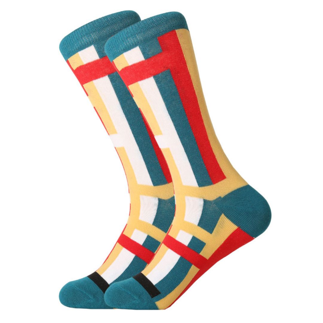 Add Creativity to Your Wardrobe with Colourful Abstract Lines Crew Socks | Lazzy Socks