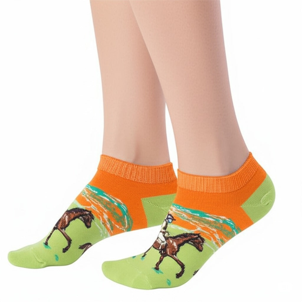 Ankle socks with Derby day design on a white background