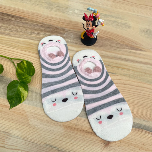 Double Mood Striped No-Show Socks – Happy & Sad Face Design  Lazzy Socks India