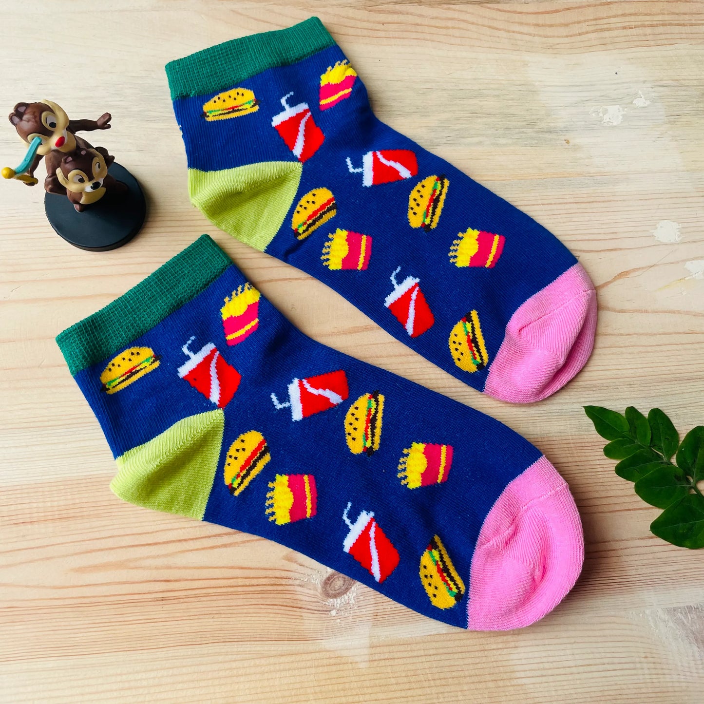 Fast Food Ankle Socks – Burger, Fries & Drink Print Lazzy Socks India