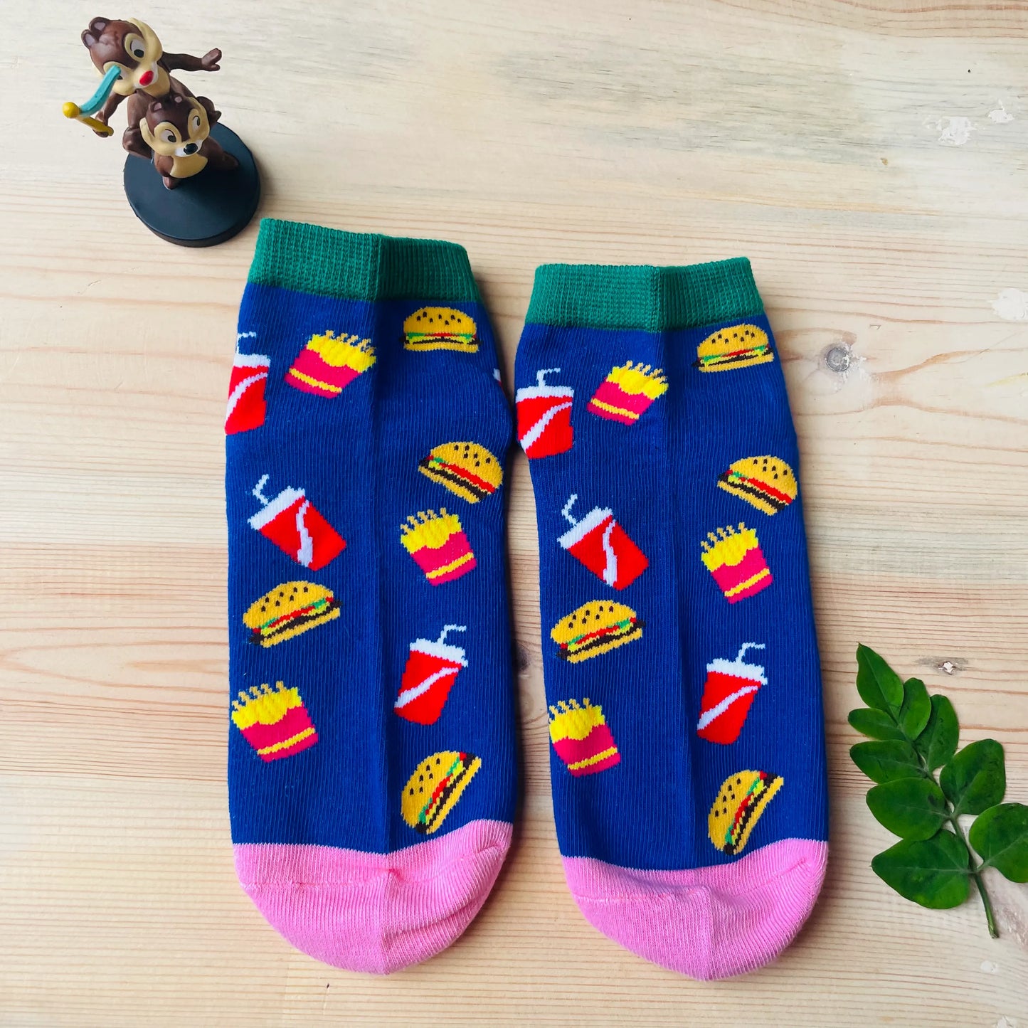 Fast Food Ankle Socks – Burger, Fries & Drink Print Lazzy Socks India