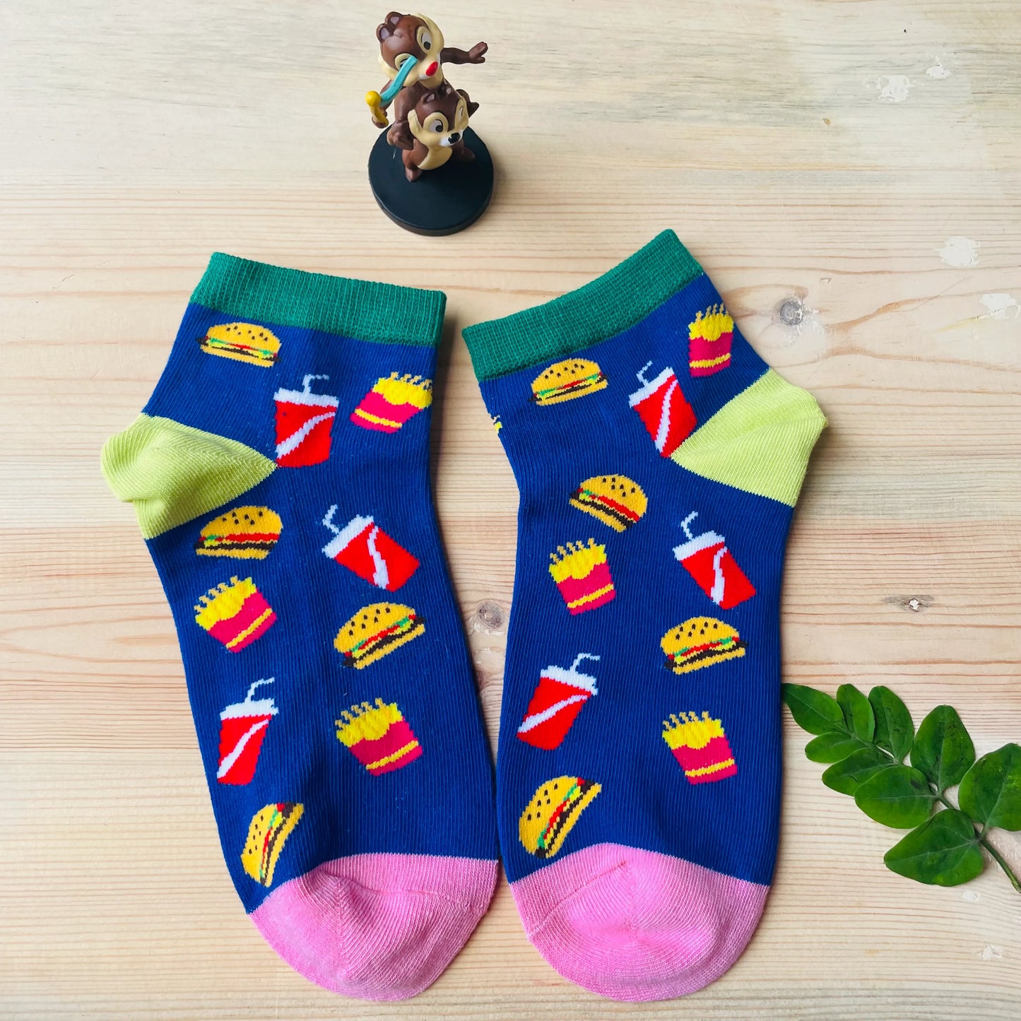Fast Food Ankle Socks – Burger, Fries & Drink Print Lazzy Socks India