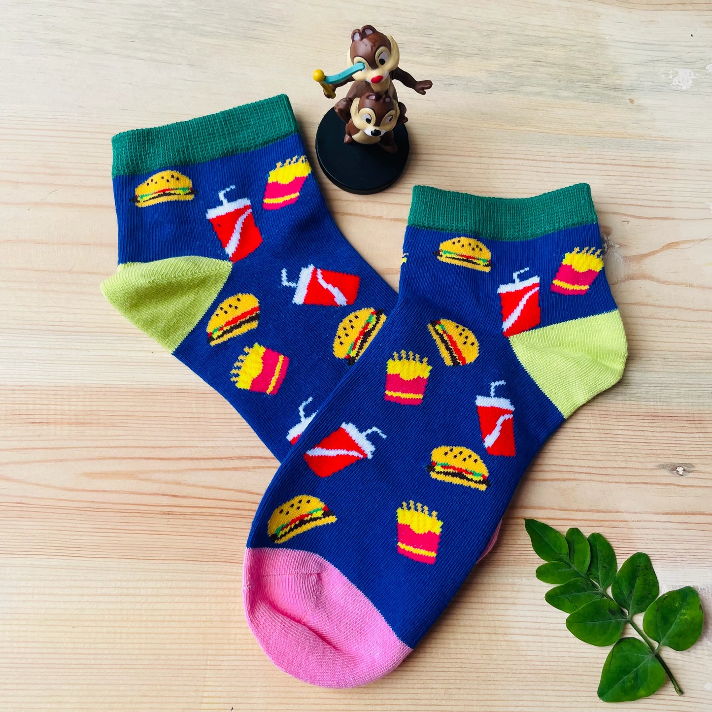 Fast Food Ankle Socks – Burger, Fries & Drink Print Lazzy Socks India