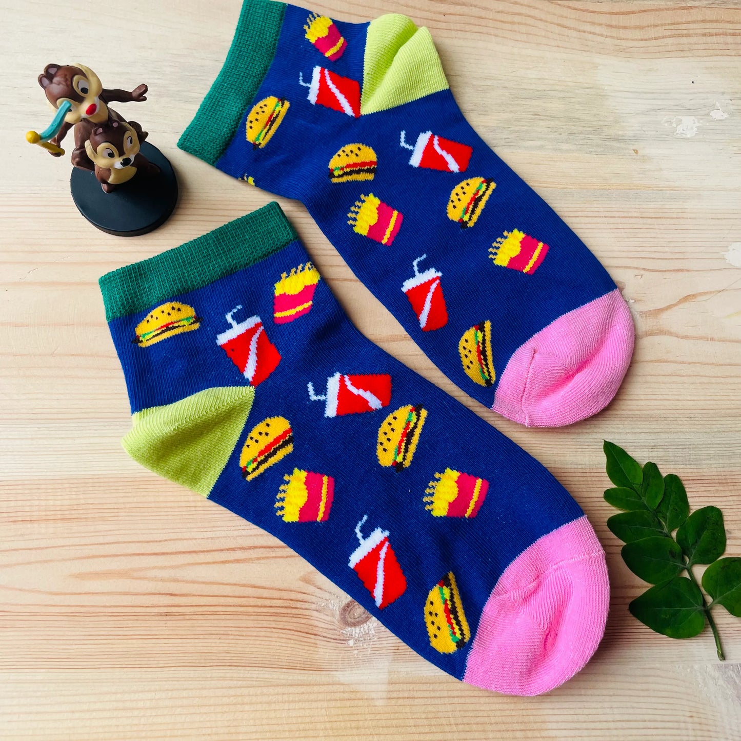 Fast Food Ankle Socks – Burger, Fries & Drink Print Lazzy Socks India