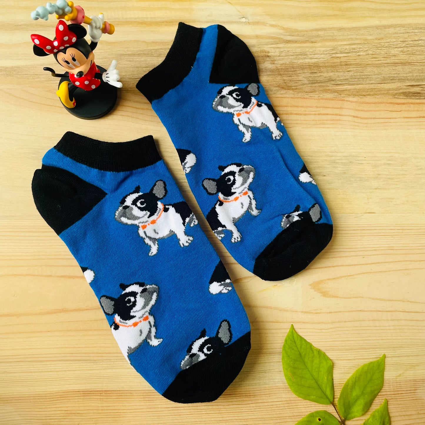 French Bulldog Ankle Socks – Quirky Blue Dog Print Lazzy Socks India