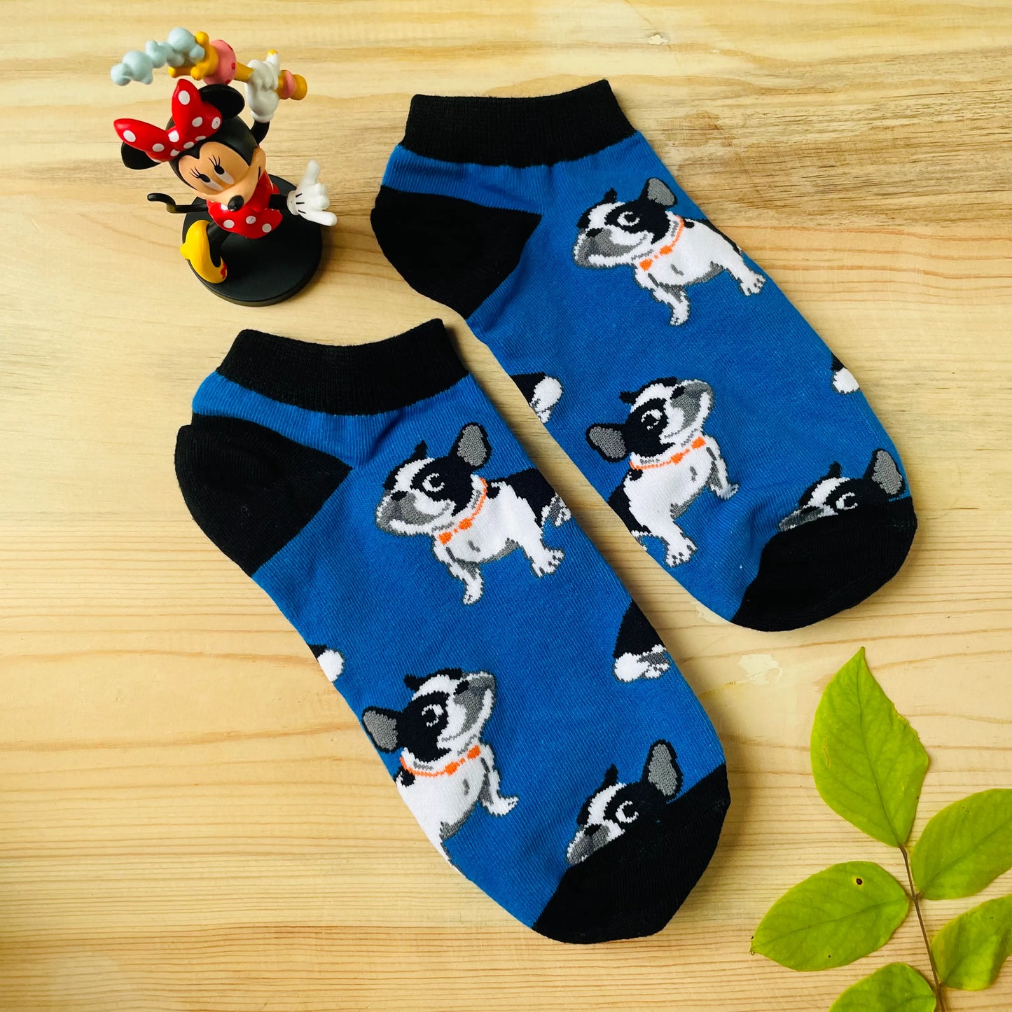French Bulldog Ankle Socks – Quirky Blue Dog Print Lazzy Socks India