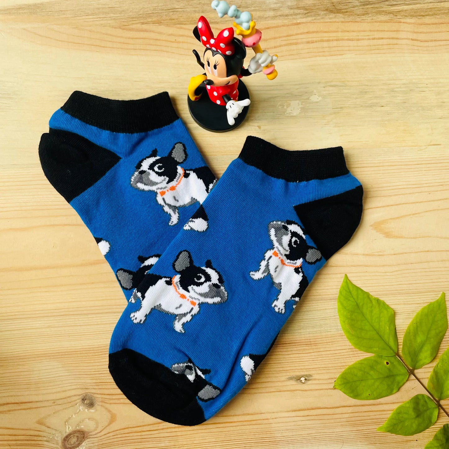 French Bulldog Ankle Socks – Quirky Blue Dog Print Lazzy Socks India