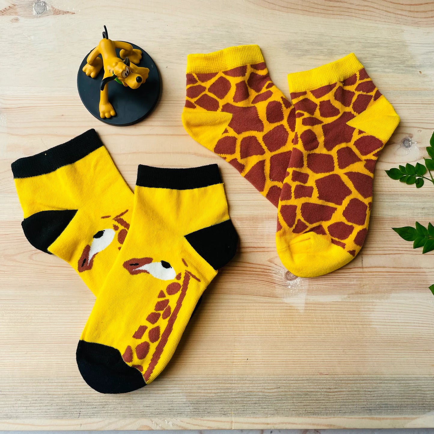 Giraffe Face & Print Ankle Socks (Pack of 2) Lazzy Socks India