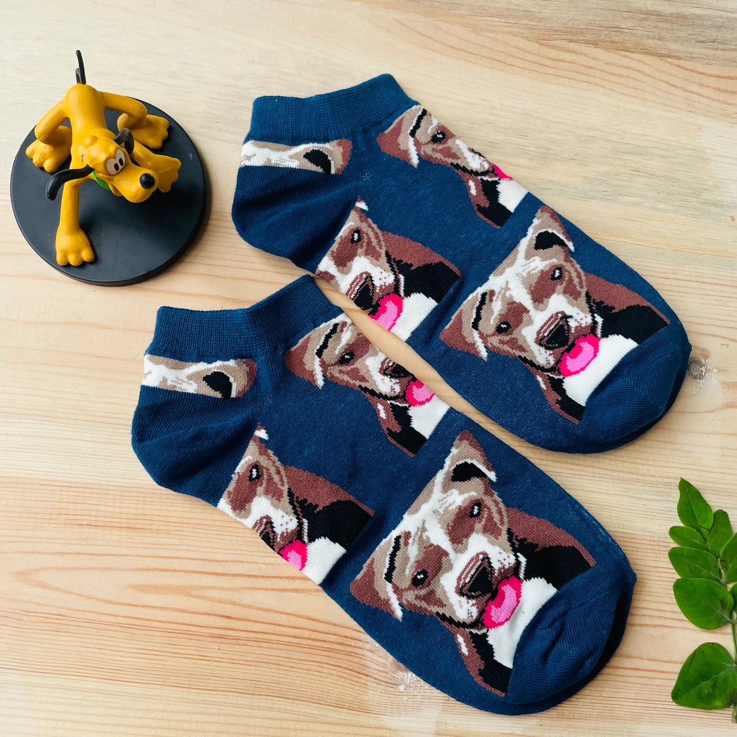 Happy Pit Bull Ankle Socks – Realistic Dog Portrait Design Lazzy Socks India