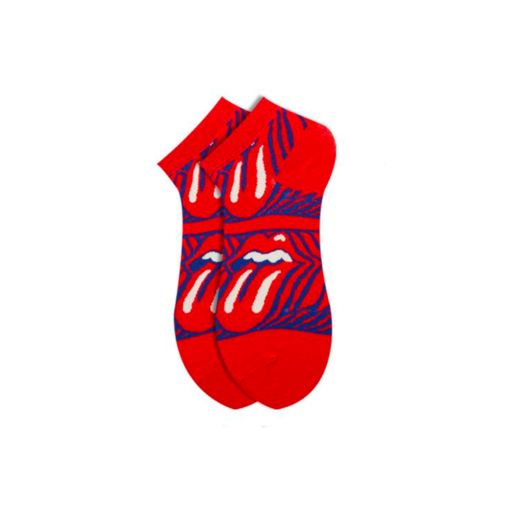 Rock & Roll Tongue Ankle Socks (Pack of 3) – Unisex Funky Music-Inspired Socks by Lazzy Socks (red)