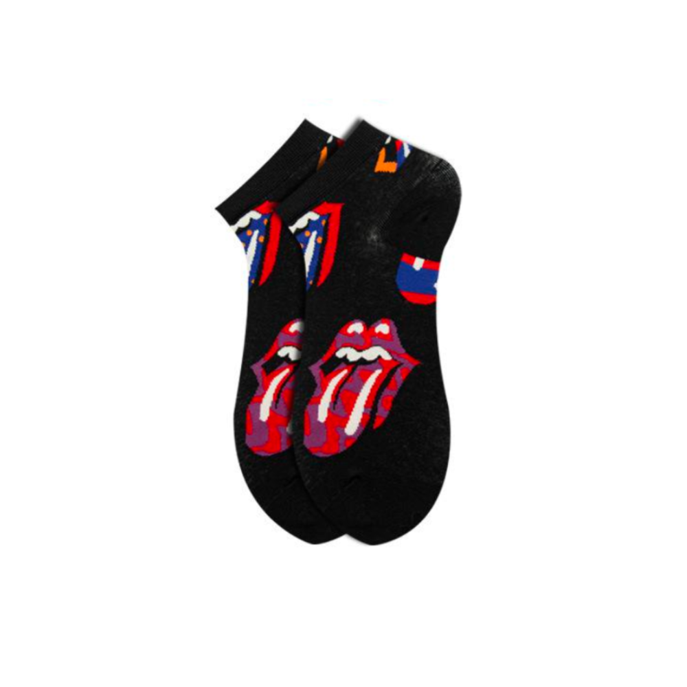 Rock & Roll Tongue Ankle Socks (Pack of 3) – Unisex Funky Music-Inspired Socks by Lazzy Socks (black)