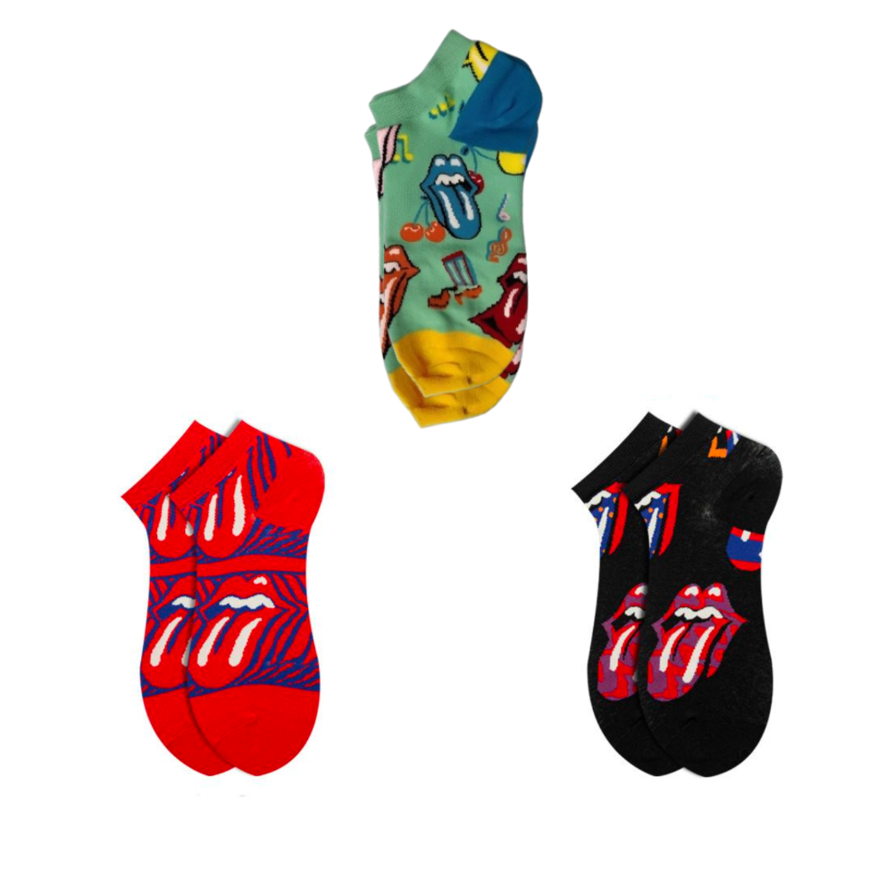 Rock & Roll Tongue Ankle Socks (Pack of 3) – Unisex Funky Music-Inspired Socks by Lazzy Socks