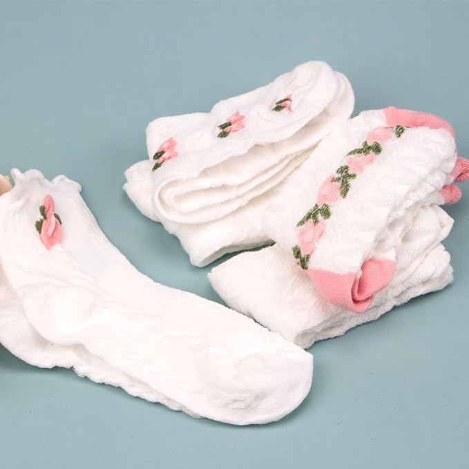 Romantic Ruffle & Floral Ankle Socks (Pack of 5) | Lazzy Socks India