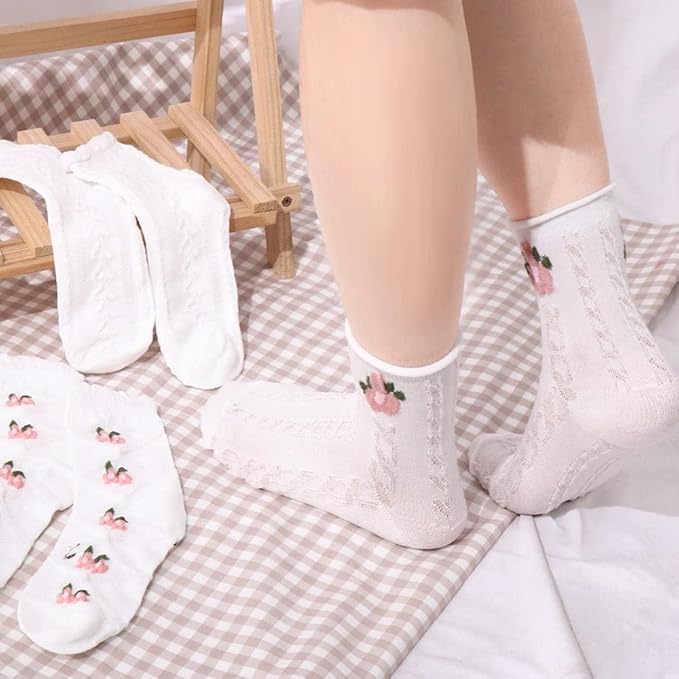 Romantic Ruffle & Floral Ankle Socks (Pack of 5) | Lazzy Socks India