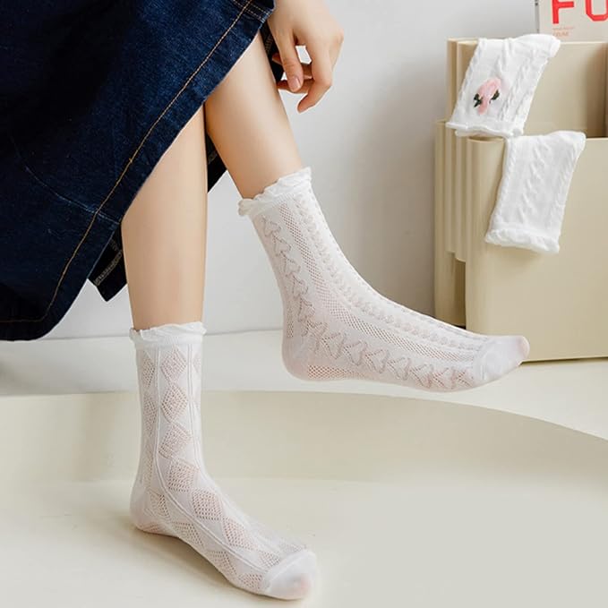 Romantic Ruffle & Floral Ankle Socks (Pack of 5) | Lazzy Socks India