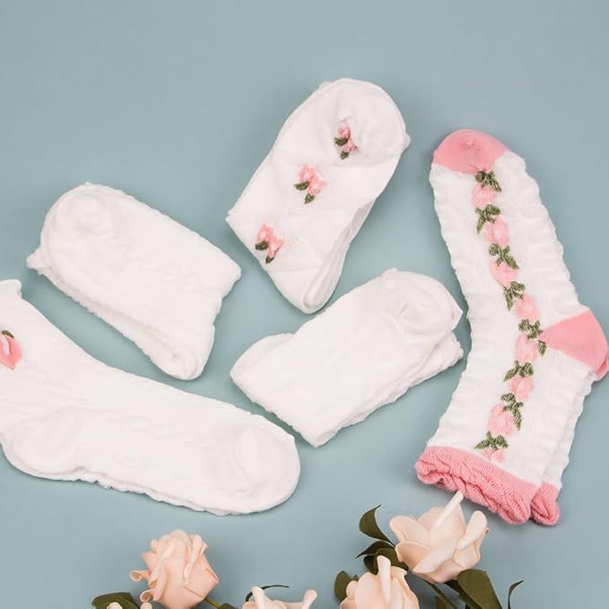 Romantic Ruffle & Floral Ankle Socks (Pack of 5) | Lazzy Socks India