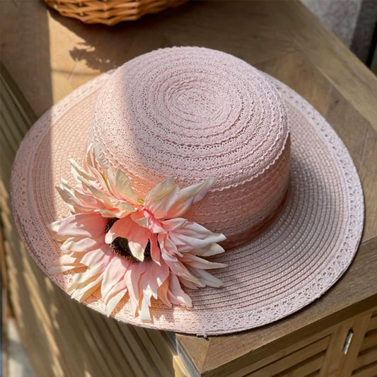 Rosalie Blush Pink Sunflower Sun Hat | Romantic Summer Straw Hat