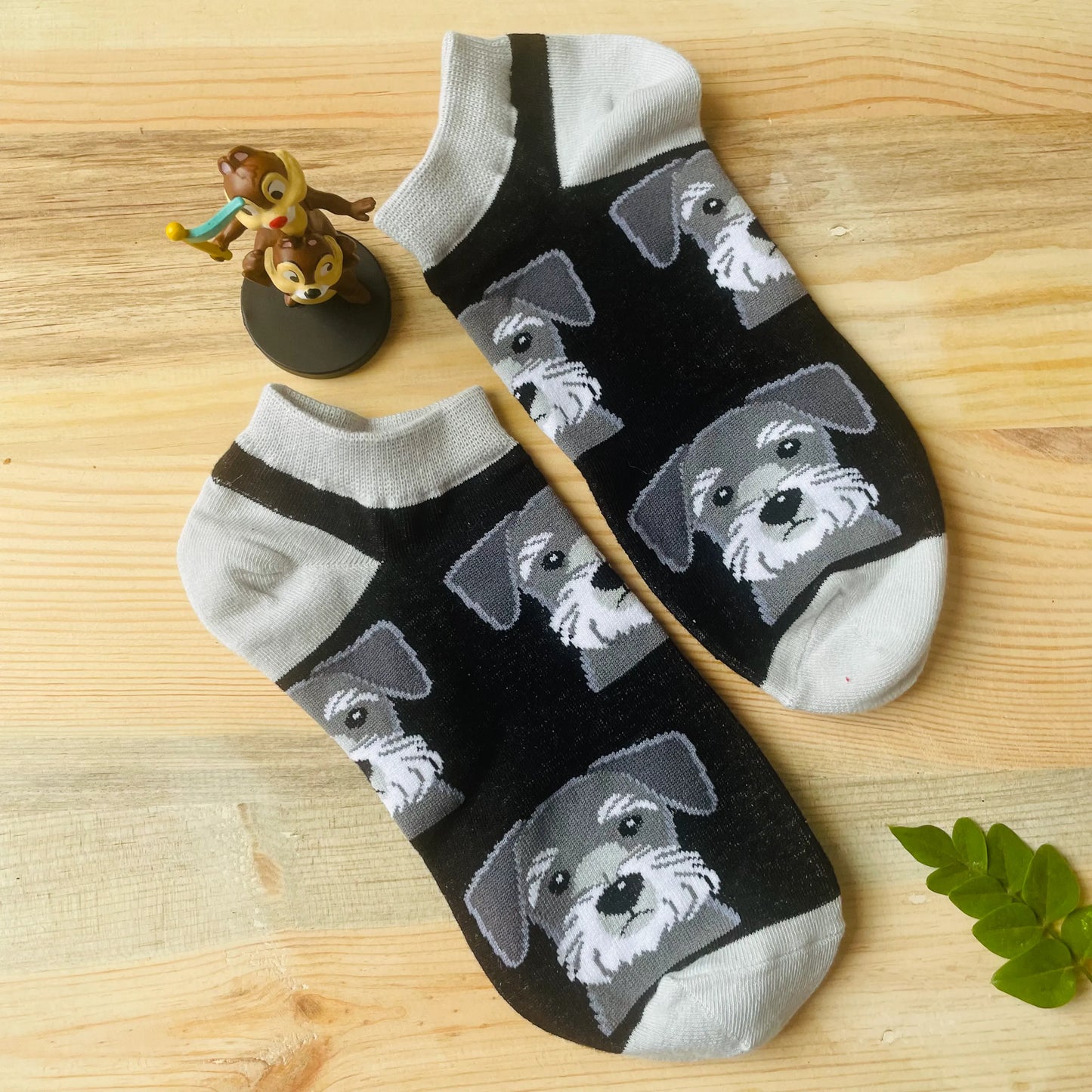 Schnauzer Dog Ankle Socks – Cute Puppy Face Print Lazzy Socks India