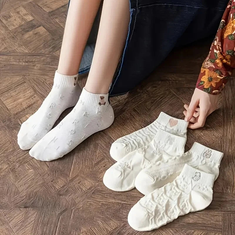 Textured Charm Ankle Socks (Pack of 5) Lazzy Socks India