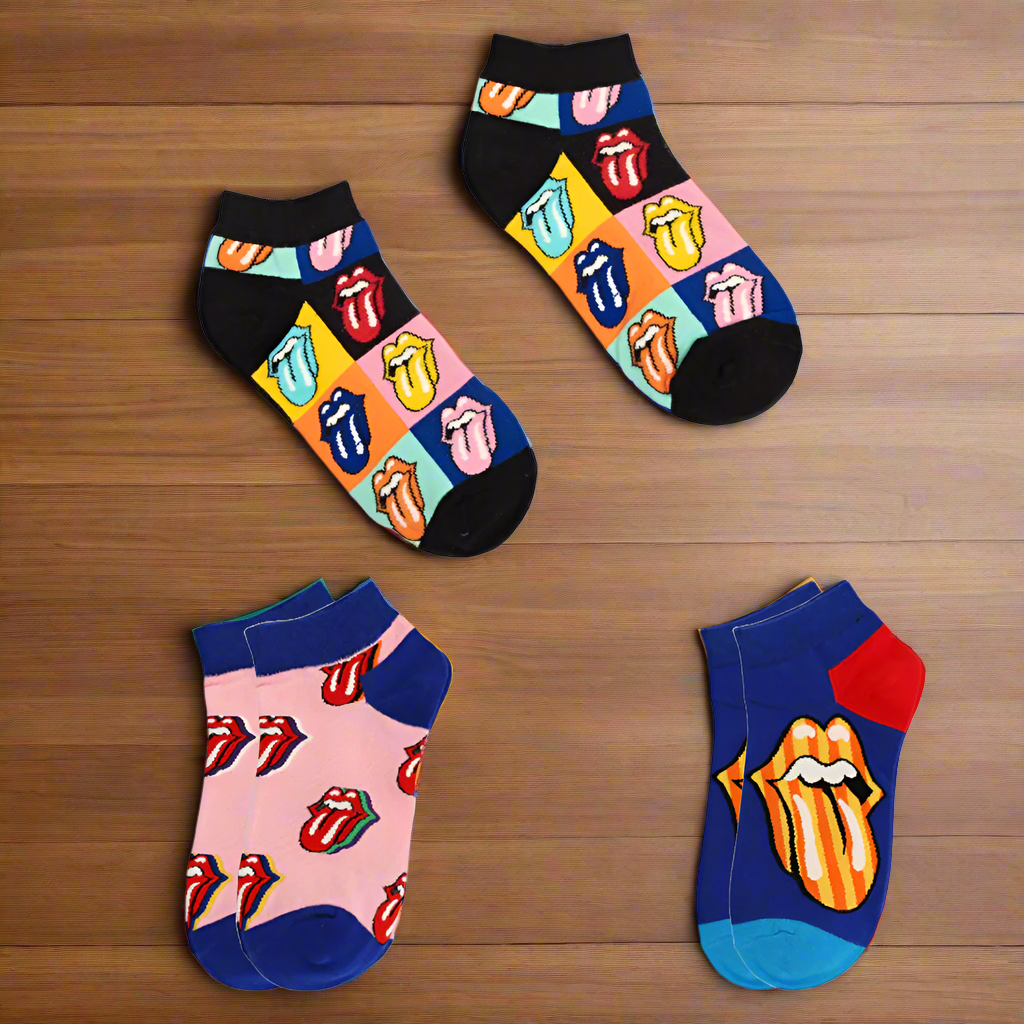 Tongue Ankle Socks (Pack of 3) – Unisex Funky Music-Inspired Socks