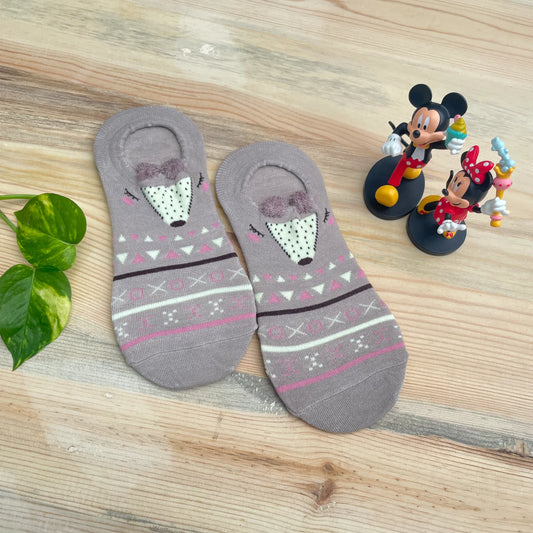 Tribal Fox No-Show Socks – Geometric Boho Design  Lazzy Socks India