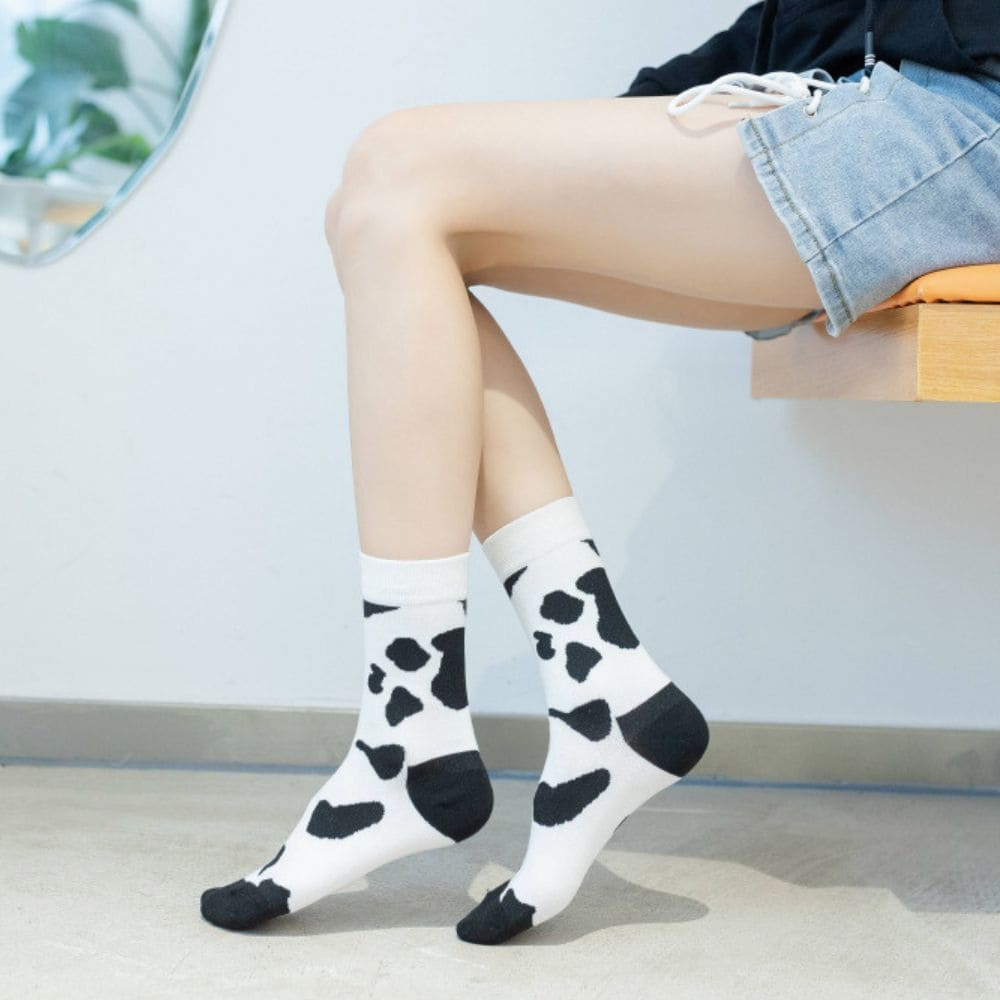 Black N White Cow & Zebra Unisex Crew Socks (pack of 2) from lazzy socks.