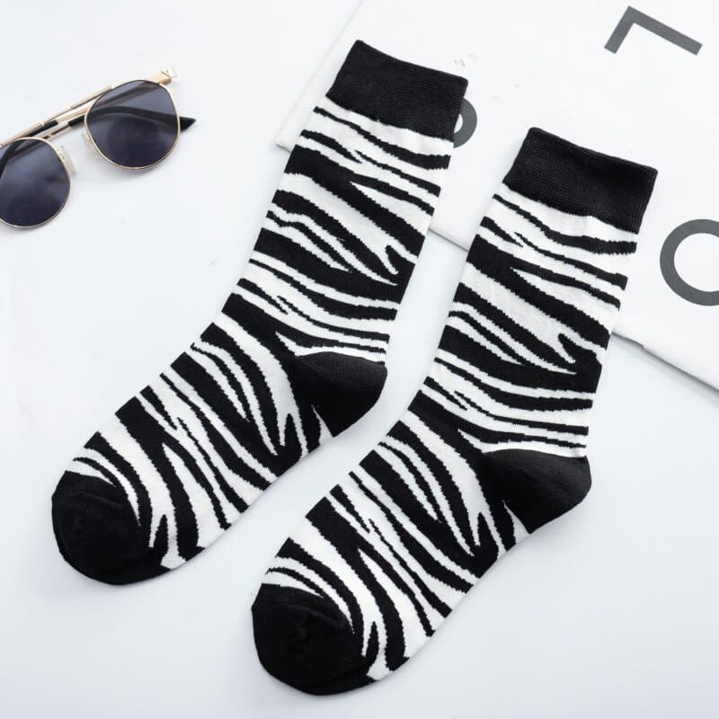 Black N White Cow & Zebra Unisex Crew Socks (pack of 2) from lazzy socks.