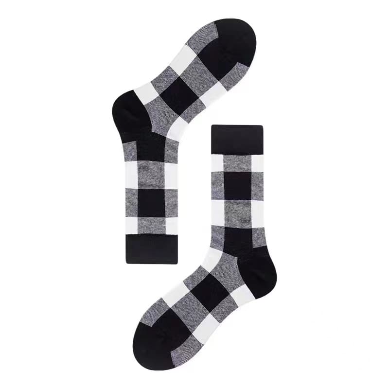 Black n White Checkered Unisex Crew Socks from Lazzy socks