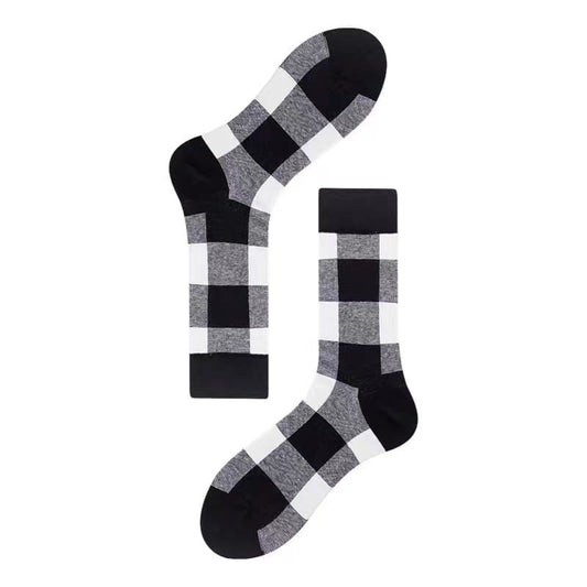 Black n White Checkered Unisex Crew Socks from Lazzy socks