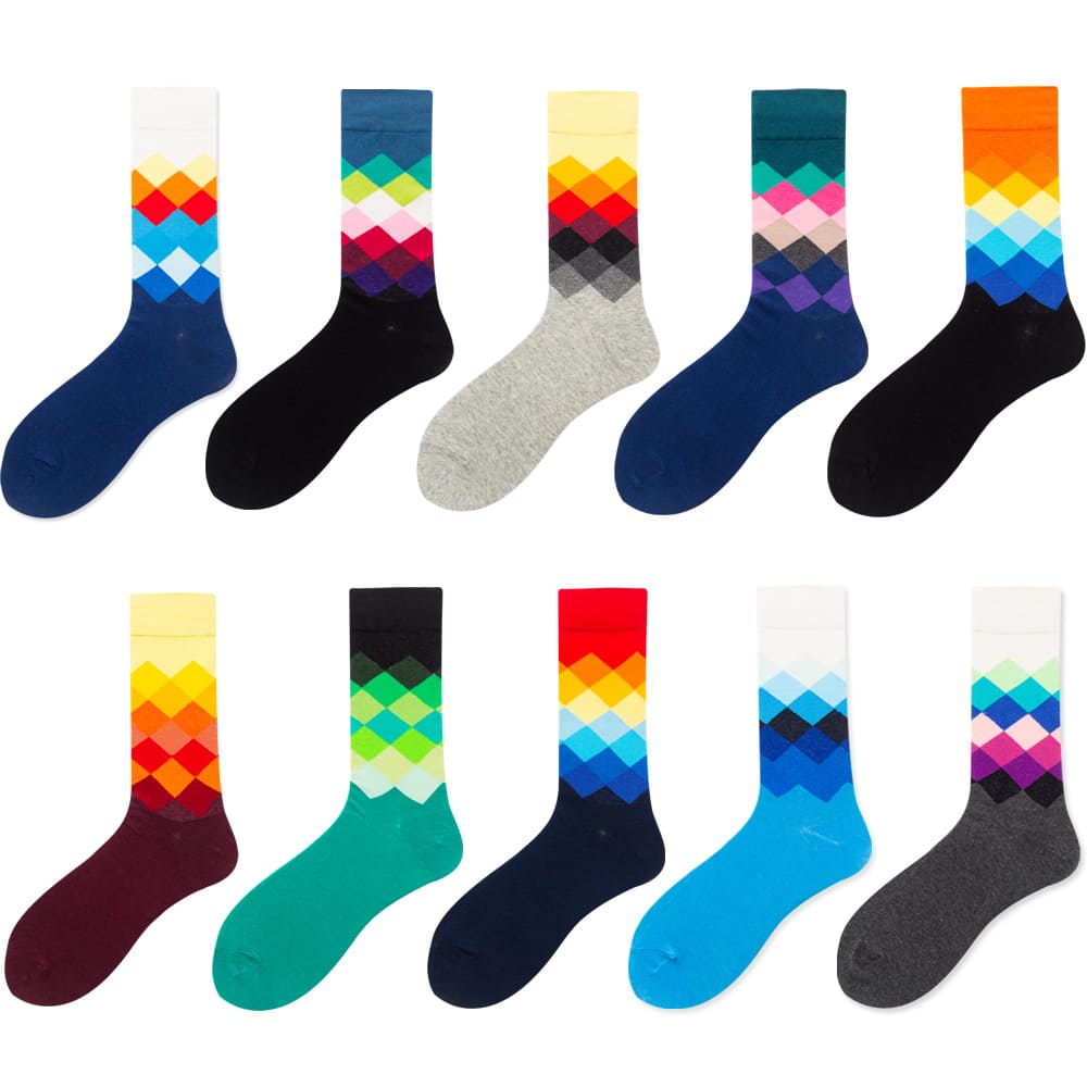 Colourful Diamond Formal Unisex Crew Socks from lazzy socks