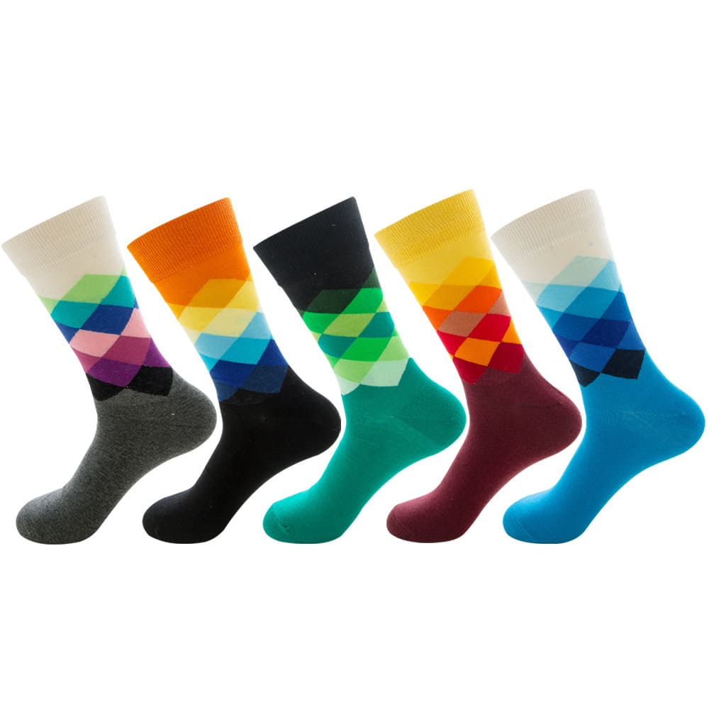Colourful Diamond Formal Unisex Crew Socks from lazzy socks