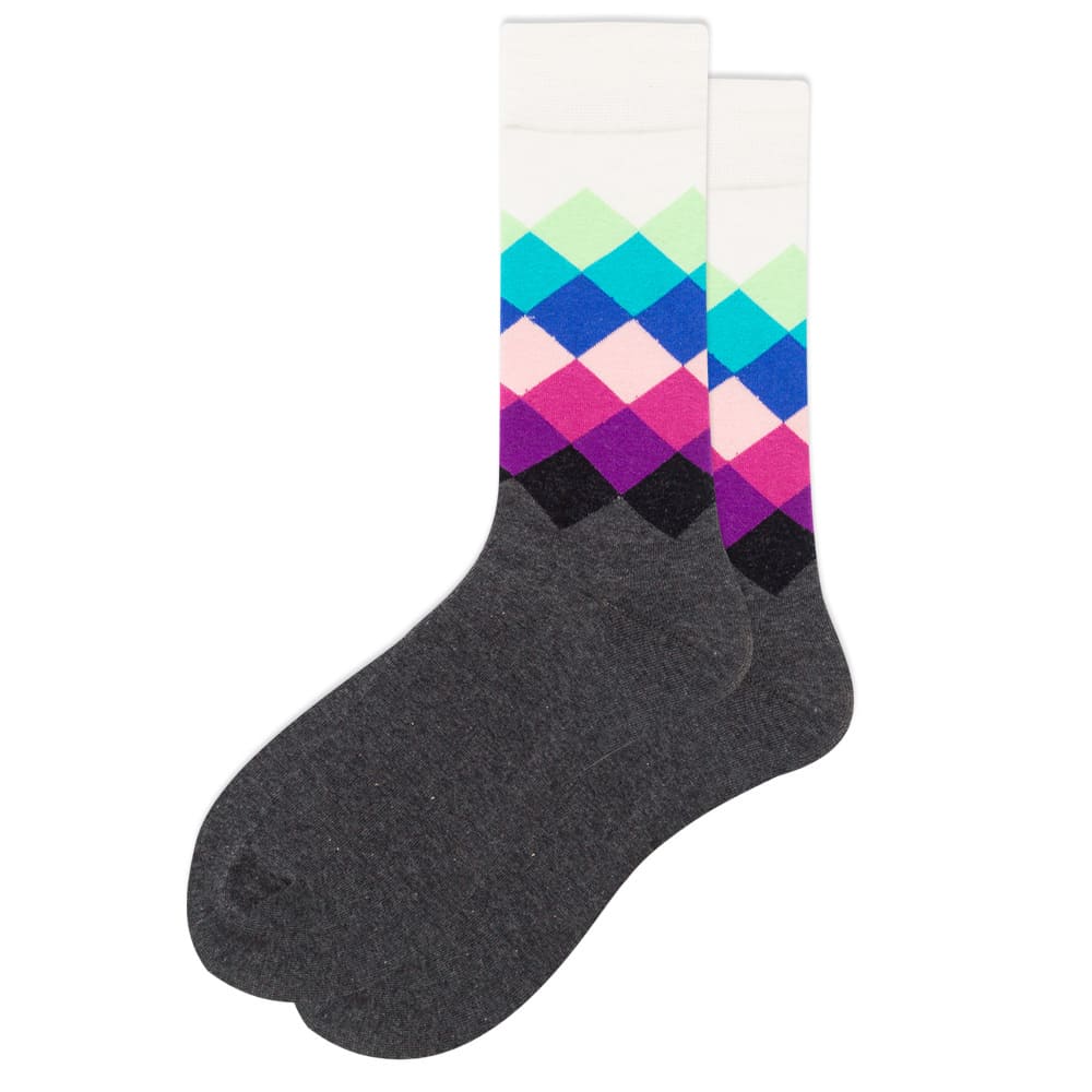 Colourful Diamond Formal Unisex Crew Socks from lazzy socks