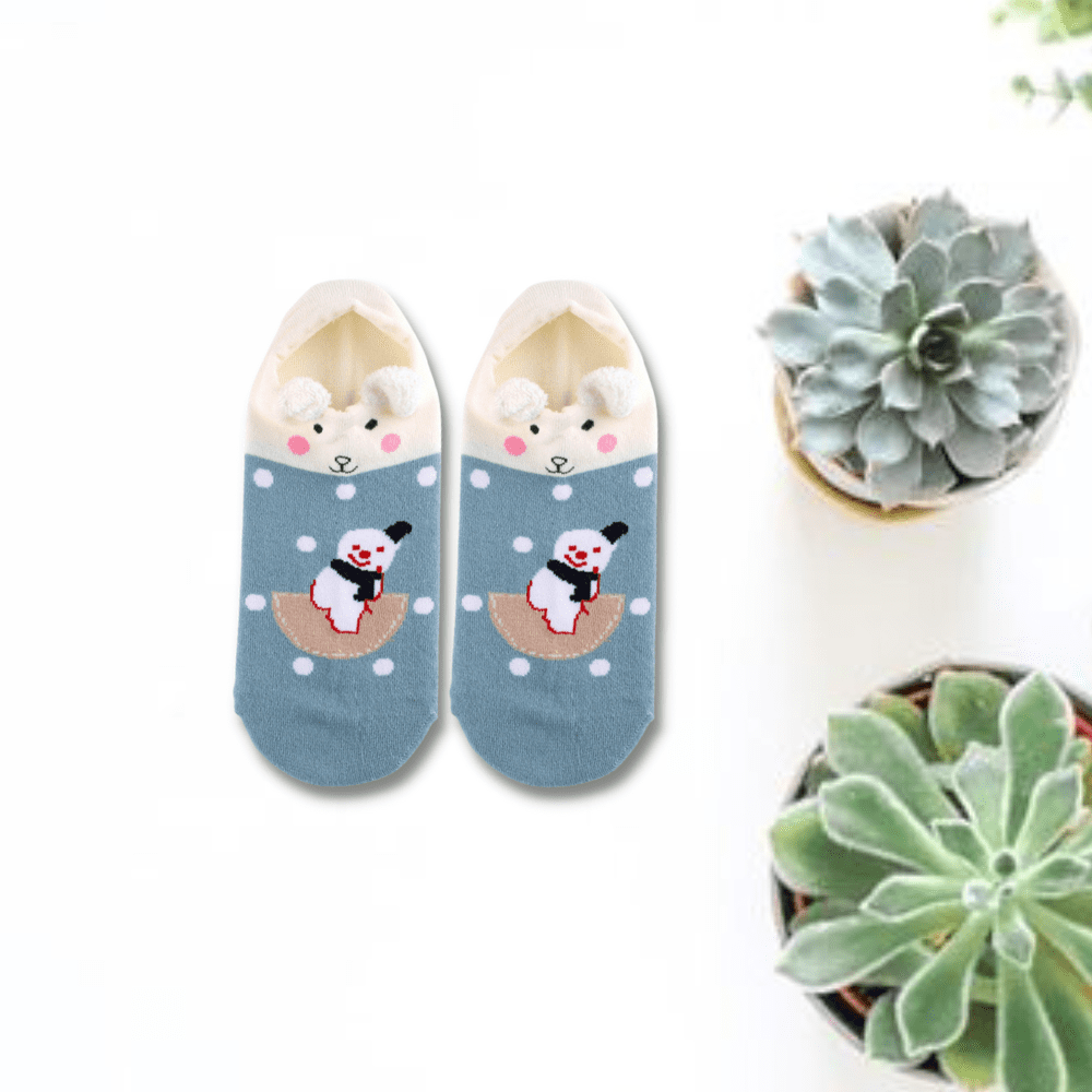 Cute Animal With Ears Unisex No Show Socks (pack of 3) from lazzy socks