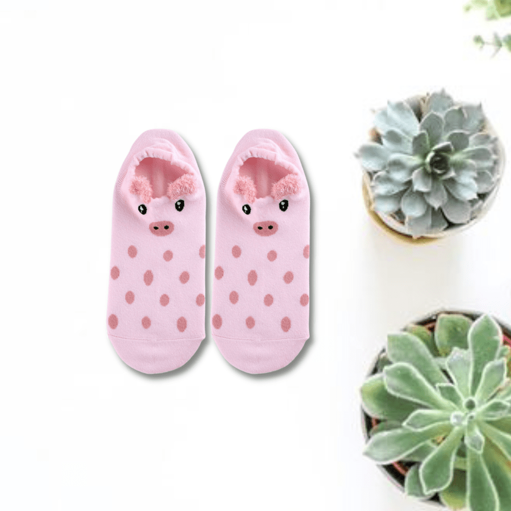 Cute Animal With Ears Unisex No Show Socks (pack of 3) from lazzy socks