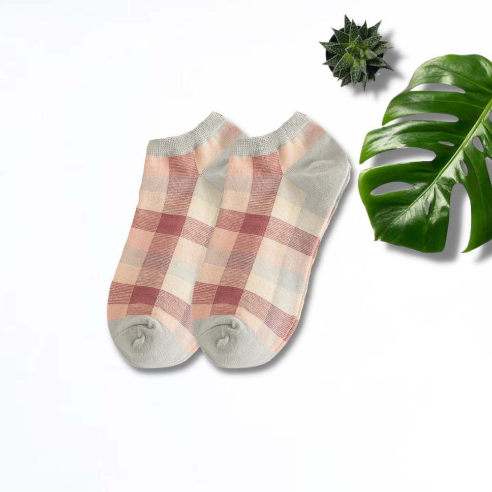 Pastel Checks Unisex Ankle Socks (Pack of 2) from lazzy socks
