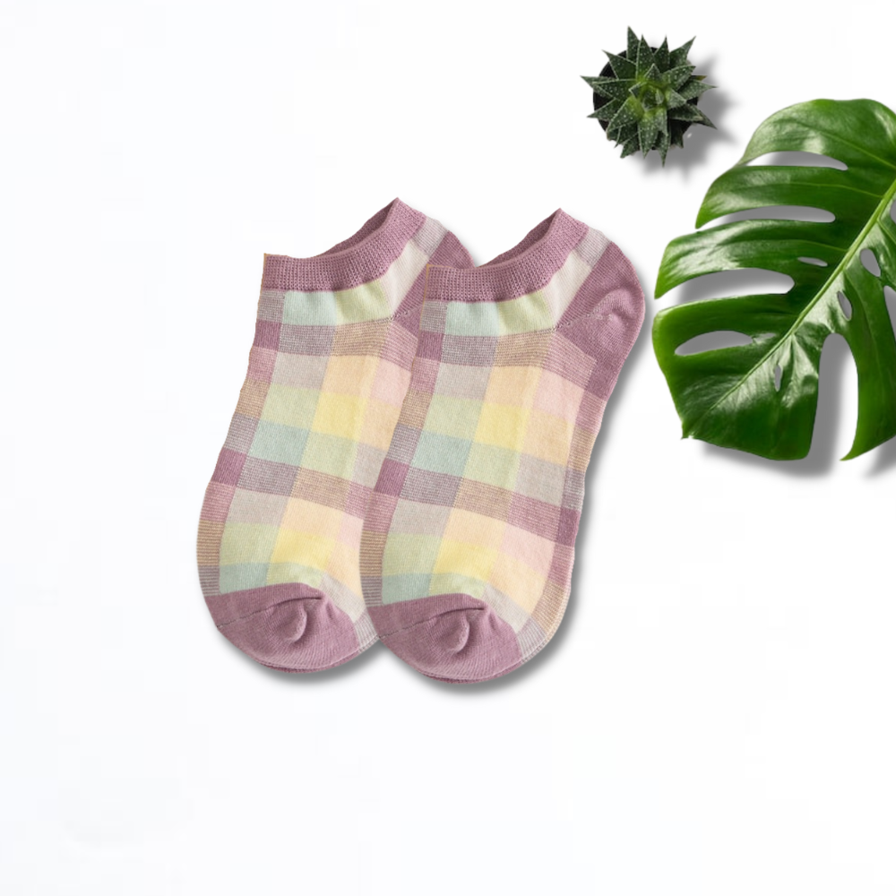 Pastel Checks Unisex Ankle Socks (Pack of 2) from lazzy socks