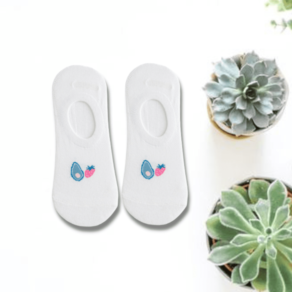 Strawberry & Avocado Unisex No Show Socks (pack of 3) From lazzy socks (1)