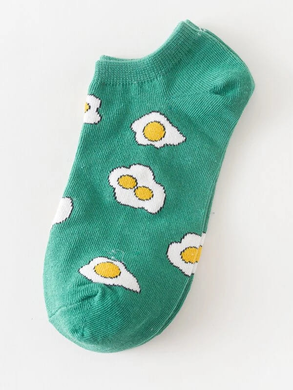 Sunny Side Up Egg Green Unisex Ankle Socks from lazzy socks