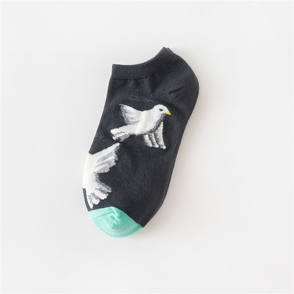 White Birds Unisex Ankle Socks