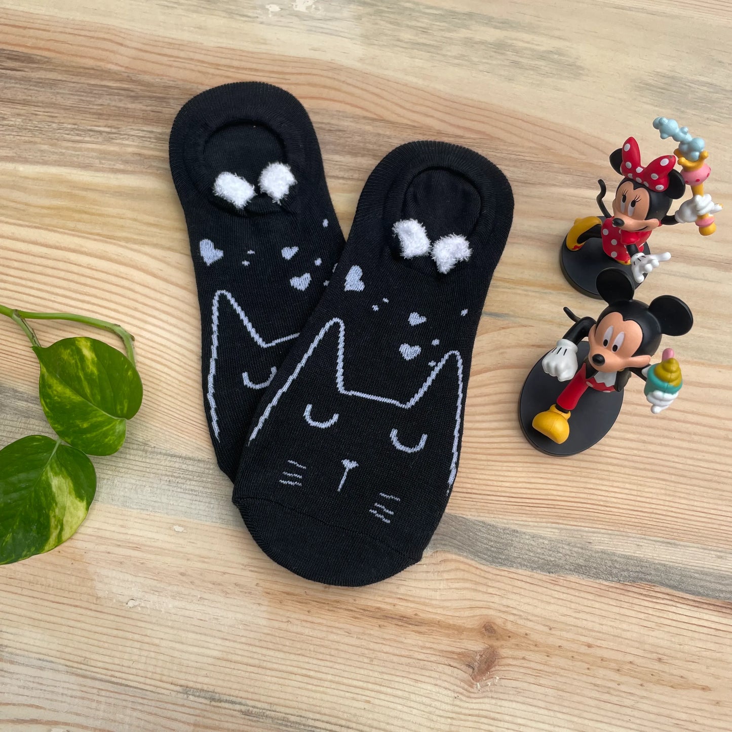 Black Cat No-Show Socks – Minimalist Kitty Design  Lazzy Socks India