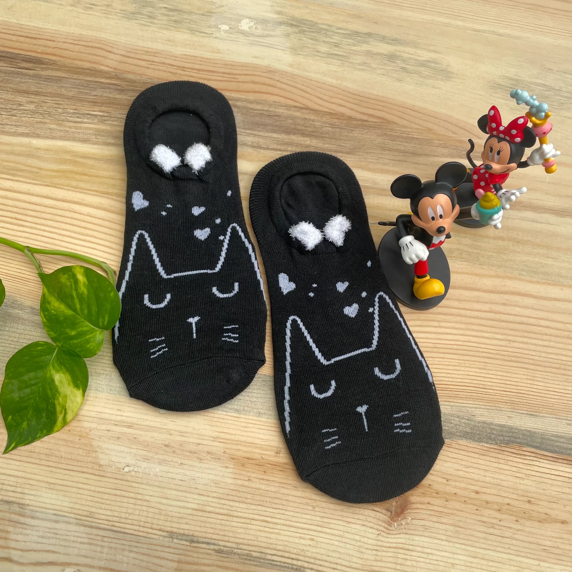Black Cat No-Show Socks – Minimalist Kitty Design  Lazzy Socks India
