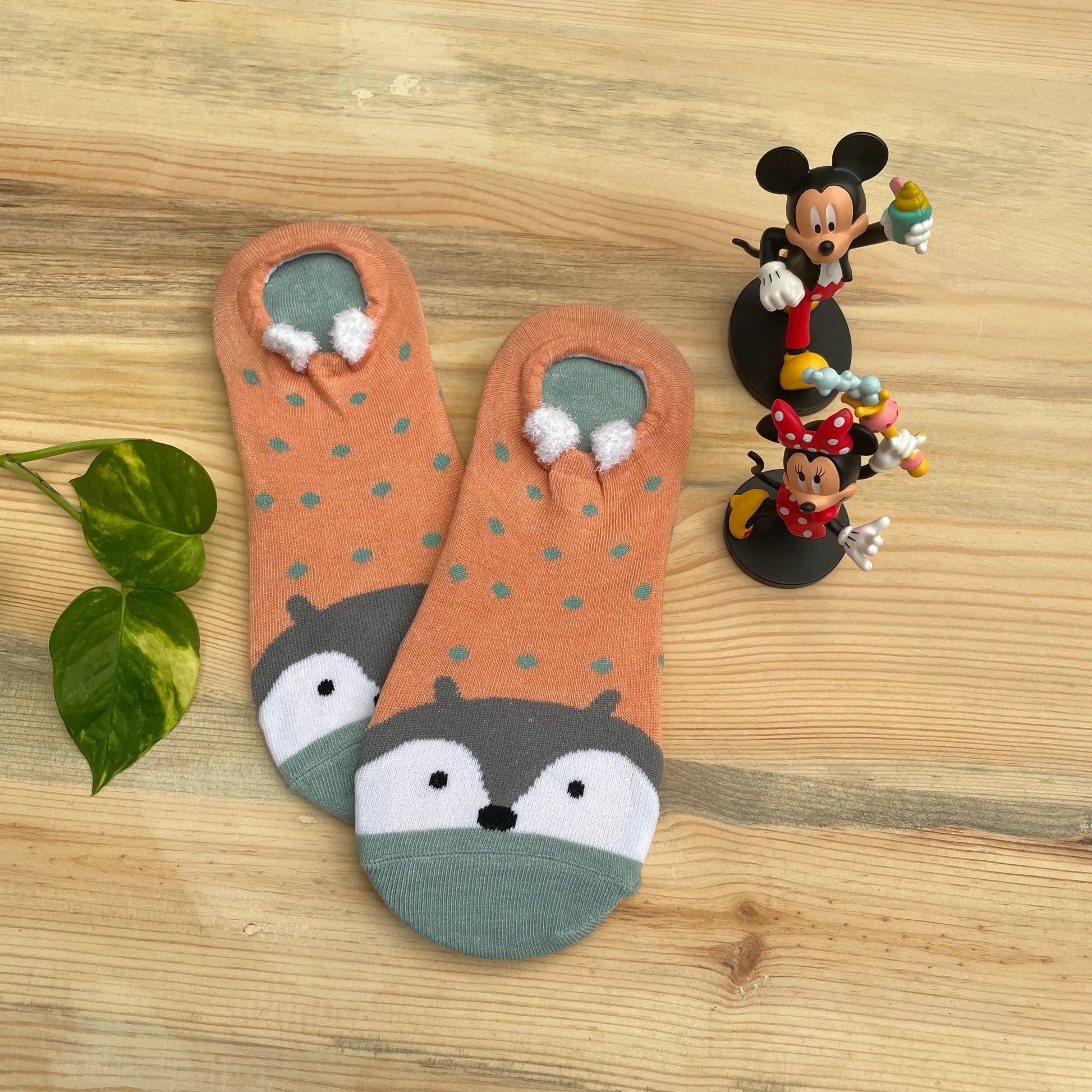 Chubby Hamster No-Show Socks – Cute Orange Polka Dot Design  Lazzy Socks India