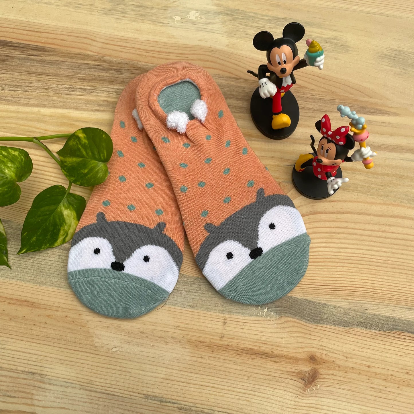 Chubby Hamster No-Show Socks – Cute Orange Polka Dot Design  Lazzy Socks India