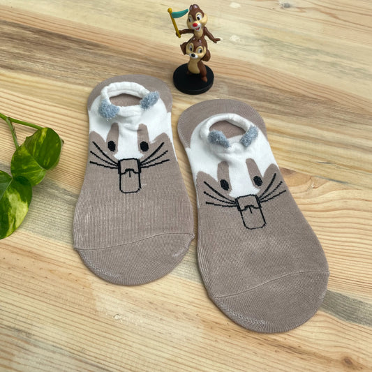 Cute Beaver No-Show Socks – Quirky Animal Design  Lazzy Socks India