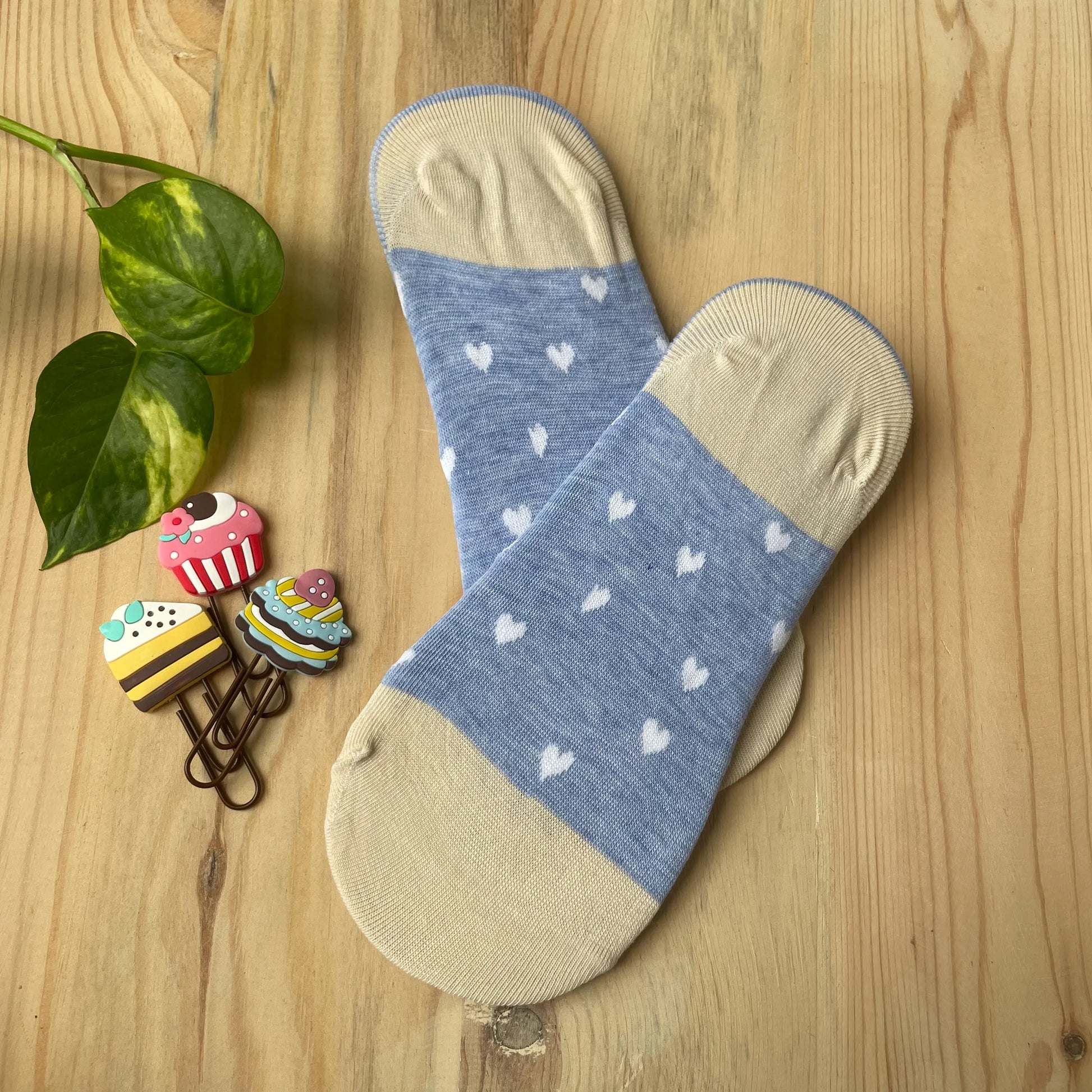 Cute Bunny No-Show Socks – Blue Heart Pattern  Lazzy Socks India