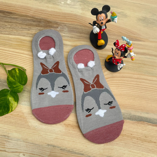 Dapper Penguin No-Show Socks – Stylish Bowtie Design  Lazzy Socks India