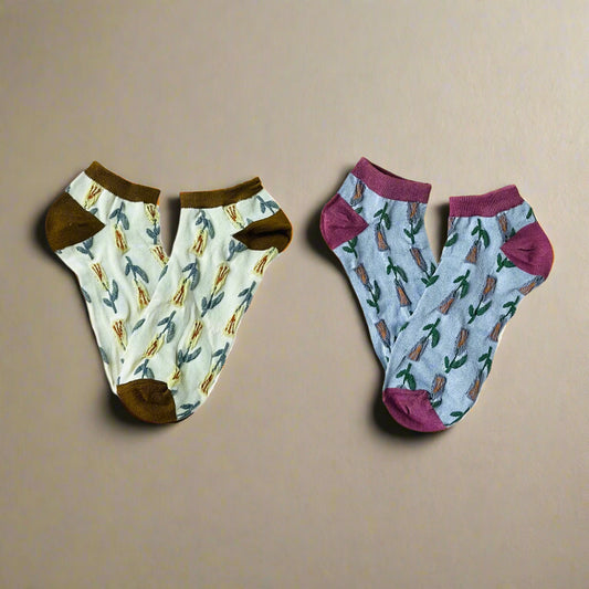 Earthy Tulip Textured Sock Pack (Pack of 2) | Lazzy Socks India